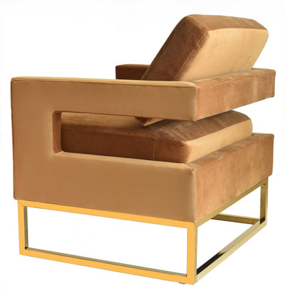 Modrest Edna - Camel Velvet + Gold Accent Chair