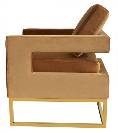 Modrest Edna - Camel Velvet + Gold Accent Chair