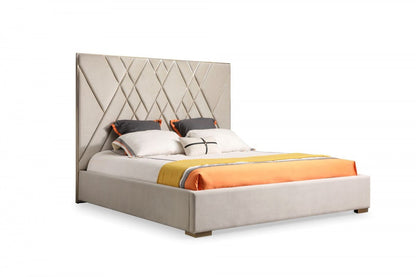 Modrest Eldora - Glam Beige Velvet and Brushed Brass Bed