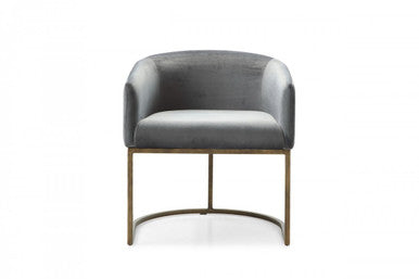 Modrest Elisa - Modern Grey Velvet & Brass Dining Chair