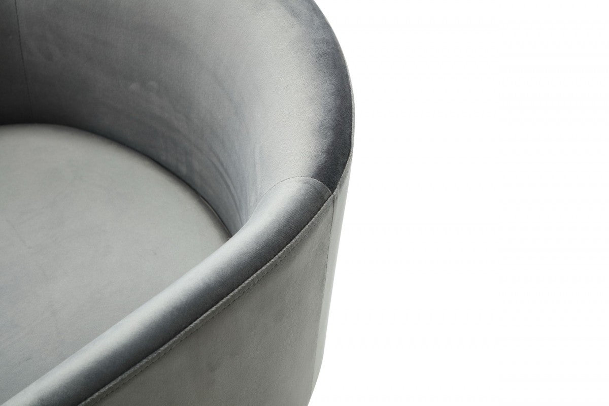 Modrest Elisa - Modern Grey Velvet & Brass Dining Chair