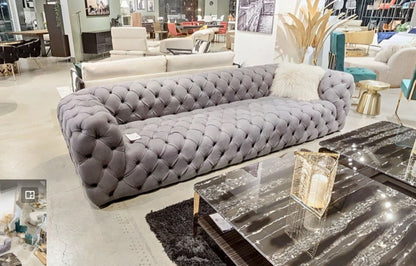 Coronelli Collezioni Ellington Italian Grey Nubuck Leather 4-Seater Sofa