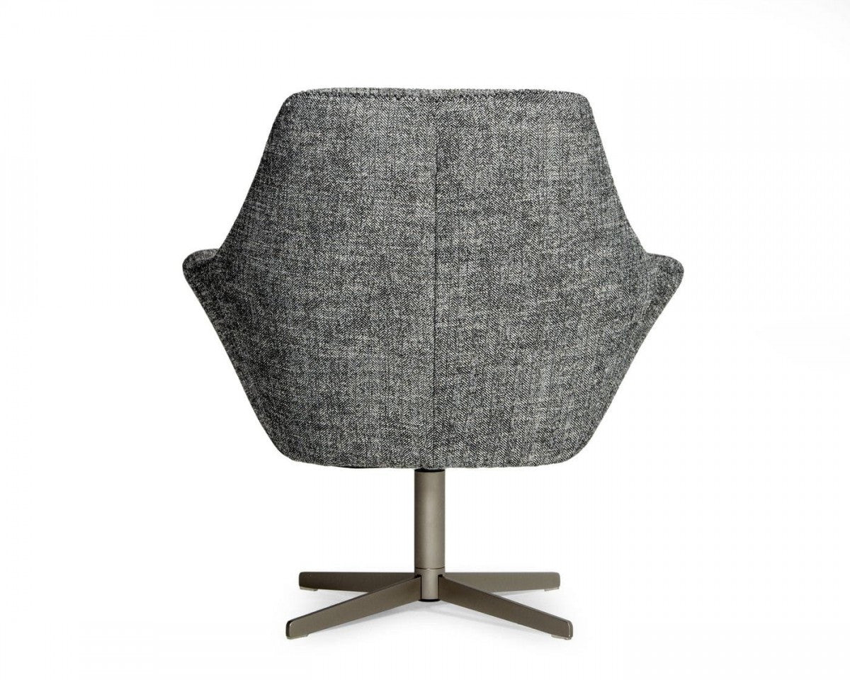 Divani Casa Elvin Modern Dark Grey Fabric Swivel Lounge Chair