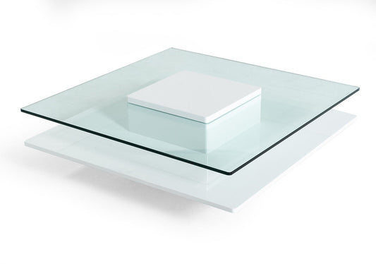 BHK22A - Modern White Glass Coffee Table