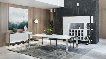 Modrest Fauna Modern White High Gloss & Stainless Steel Buffet