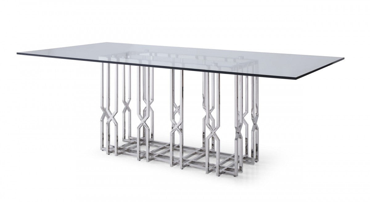 Modrest Ericson Modern Glass & Stainless Steel Dining Table