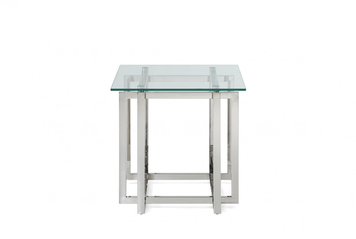 Modrest Valiant Modern Glass & Stainless Steel End Table