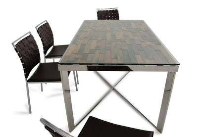 Modrest Santiago Modern Rectangular Wood Mosaic Dining Table – Stylish Contemporary Table