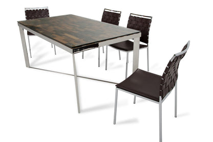 Modrest Santiago Modern Rectangular Wood Mosaic Dining Table – Stylish Contemporary Table