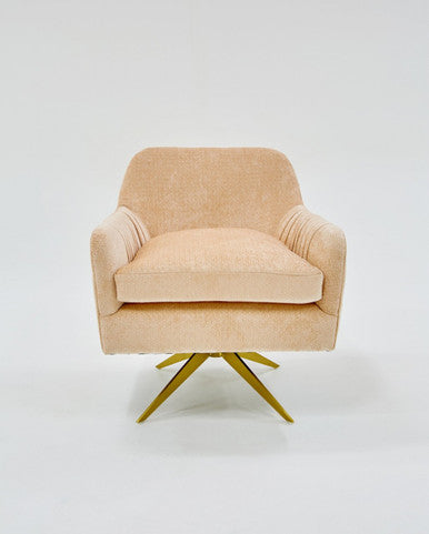 Divani Casa Abigail Modern Peach Velvet Swivel Accent Chair
