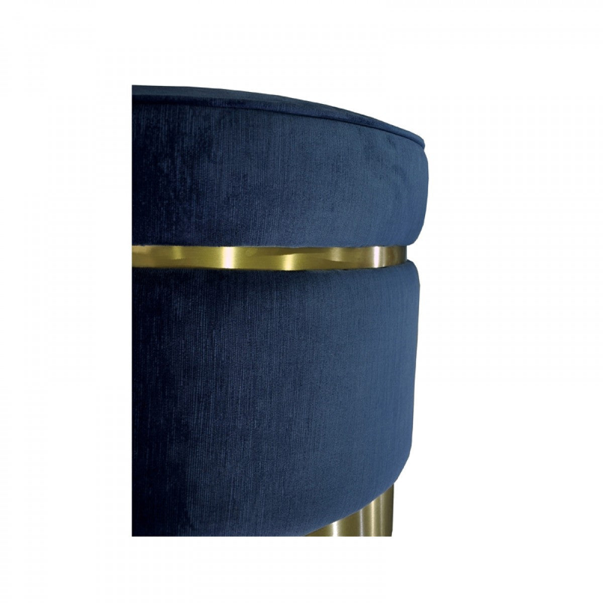 Divani Casa Tenaya Modern Blue Velvet & Gold Ottoman