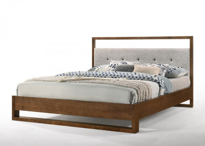 Modrest Falcor Modern Grey Fabric & Walnut Veneer Bed