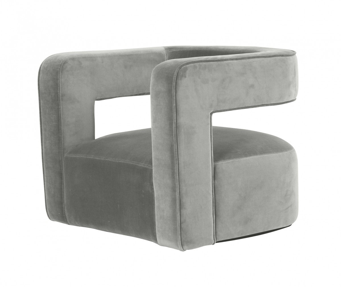Modrest Fanny Modern Swivel Grey Velvet Accent Chair