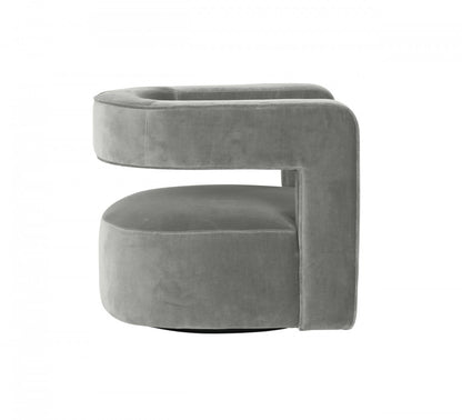 Modrest Fanny Modern Swivel Grey Velvet Accent Chair