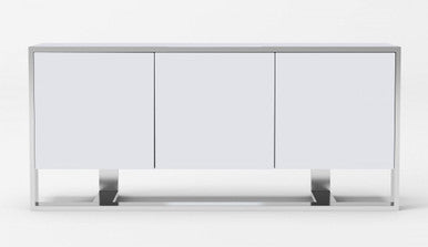 Modrest Fauna Modern White High Gloss & Stainless Steel Buffet