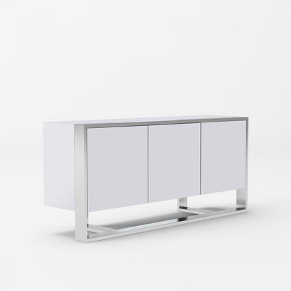 Modrest Fauna Modern White High Gloss & Stainless Steel Buffet