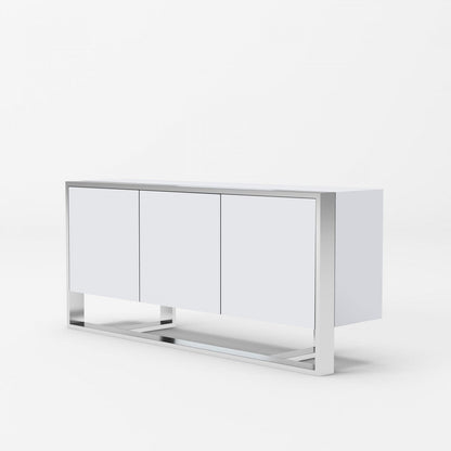 Modrest Fauna Modern White High Gloss & Stainless Steel Buffet
