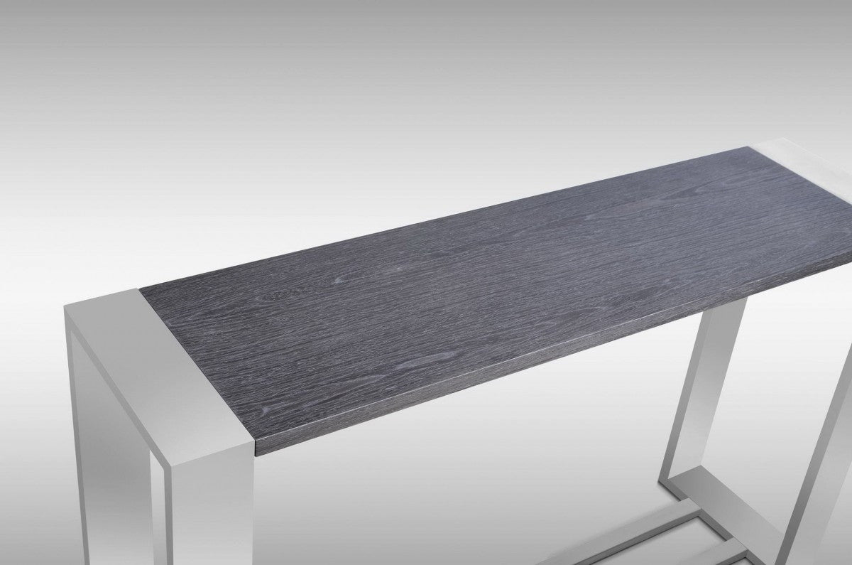 Modrest Fauna Modern Grey Elm & Stainless Steel Console Table