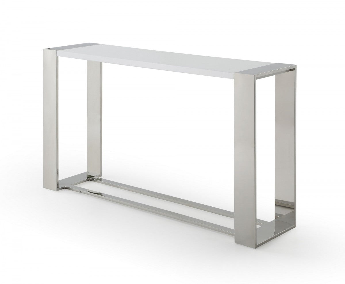 Modrest Fauna Modern White High Gloss & Stainless Steel Console Table
