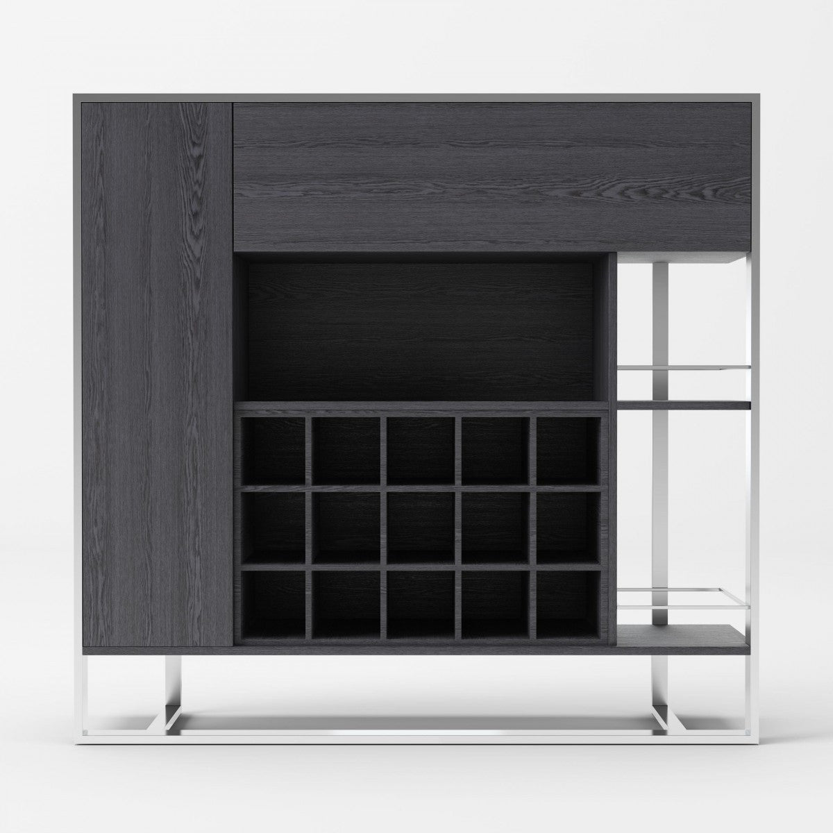 Modrest Fauna Elm Grey & Stainless Steel Wine Cabinet