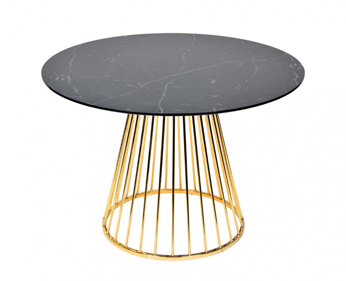 Modrest Holly Modern Black & Gold Round Dining Table