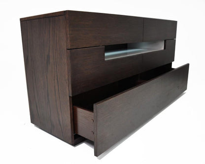 Modrest Ceres - Contemporary Brown Oak and Grey Dresser with LED Light