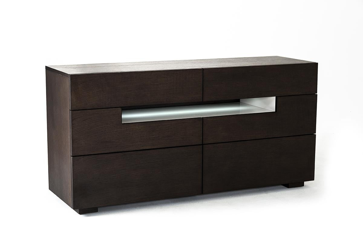 Modrest Ceres - Contemporary Brown Oak and Grey Dresser w/ LED Light