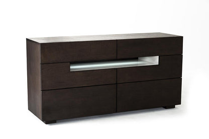 Modrest Ceres - Contemporary Brown Oak and Grey Dresser with LED Light