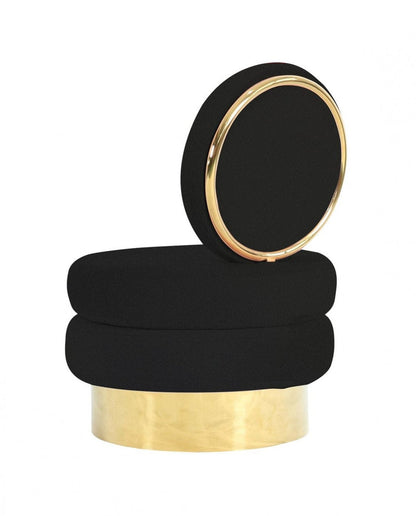 Modrest Fleming Modern Black Velvet & Gold Accent Chair