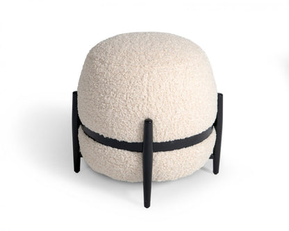 Divani Casa Fouston - Contemporary White Sherpa Ottoman