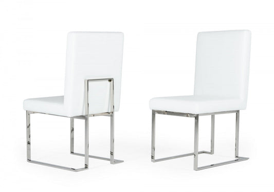 Modrest Fowler Modern White Leatherette Dining Chair Set of 2