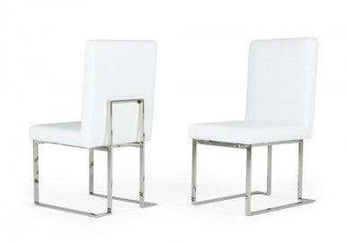 Modrest Fowler Modern White Leatherette Dining Chair Set of 2