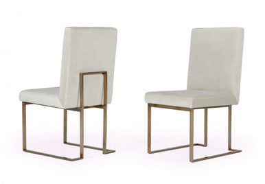 Modrest Fowler Modern Grey Velvet Dining Chair Set of 2