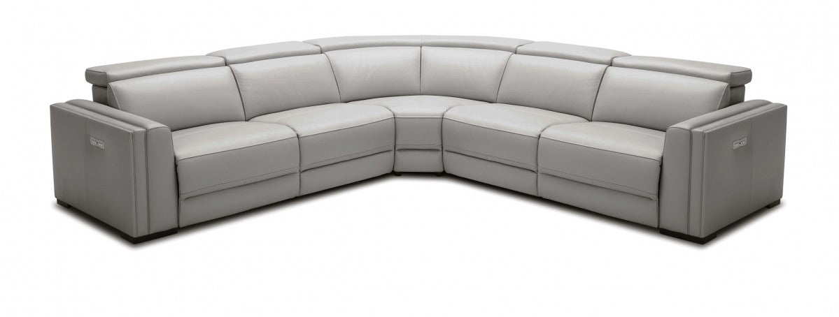 Modrest Frazier - Modern Light Grey Leather Sectional Sofa with Recliners