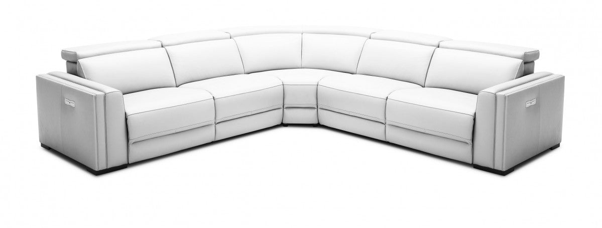 Modrest Frazier - Modern White Leather Sectional Sofa with Recliners