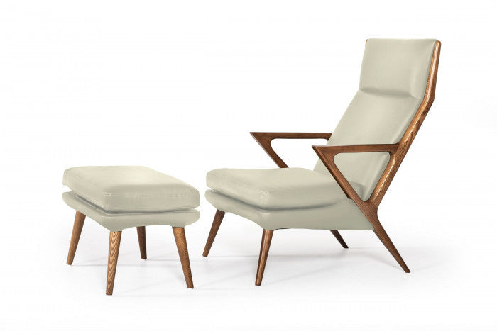 Modrest Fulton Modern Beige Lounge Chair & Ottoman