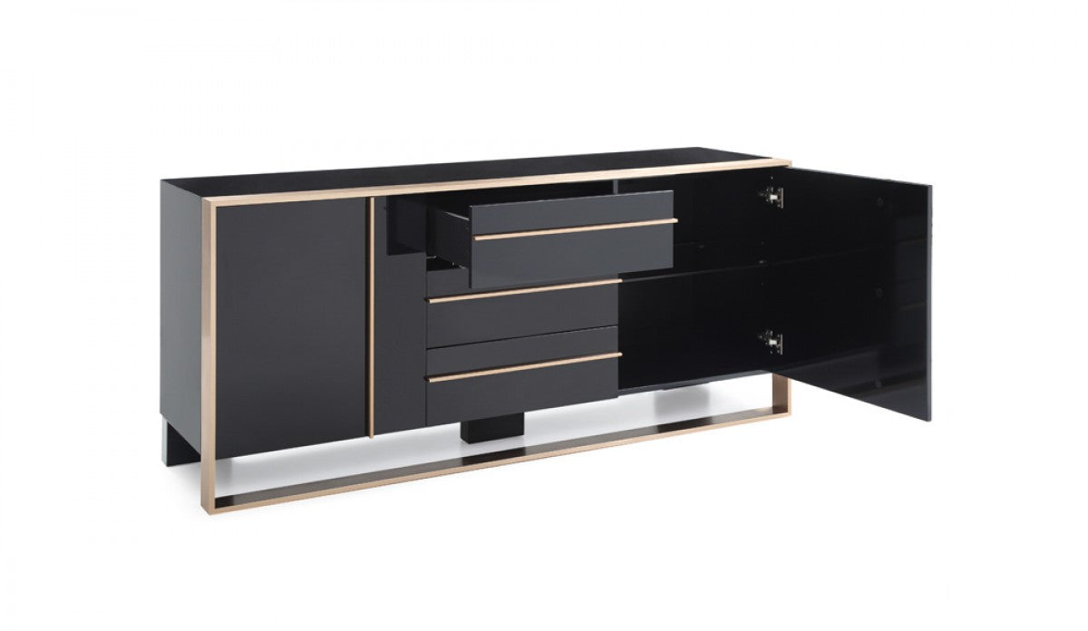Nova Domus Cartier Modern Black & Brushed Bronze Dining Set