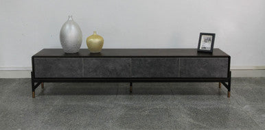 Modrest Gabrielle Contemporary Walnut & Gold TV Stand