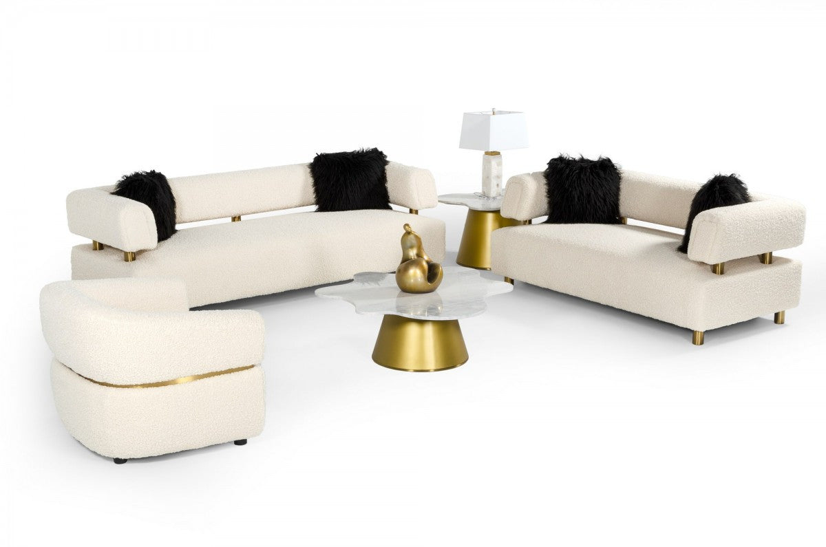 Divani Casa Gannet - Glam Beige Fabric Sofa