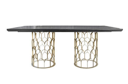 Modrest Natalie Modern Black Acacia & Antique Brass Dining Table