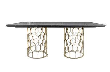 Modrest Natalie Modern Black Acacia & Antique Brass Dining Table