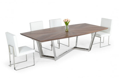 Modrest Gilroy Modern Walnut & Stainless Steel Dining Table