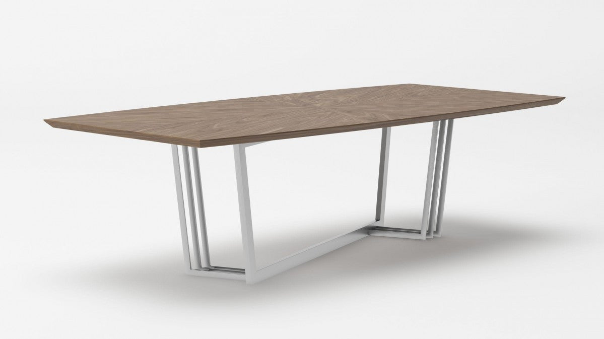Modrest Gilroy Modern Walnut & Stainless Steel Dining Table