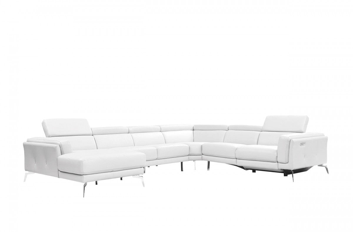 Divani Casa Gilsum  White Modern Leather Single Power Recliner Sectional Sofa