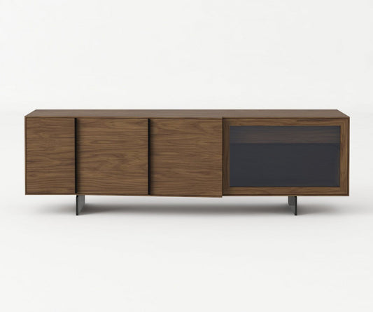 Modrest Glencoe Modern Walnut & Grey Glass Buffet