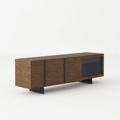 Modrest Glencoe Modern Walnut & Grey Glass Buffet
