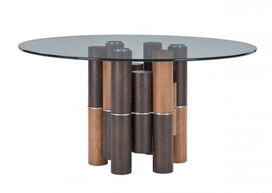 Modrest Greta Modern Glass & Walnut Dining Table