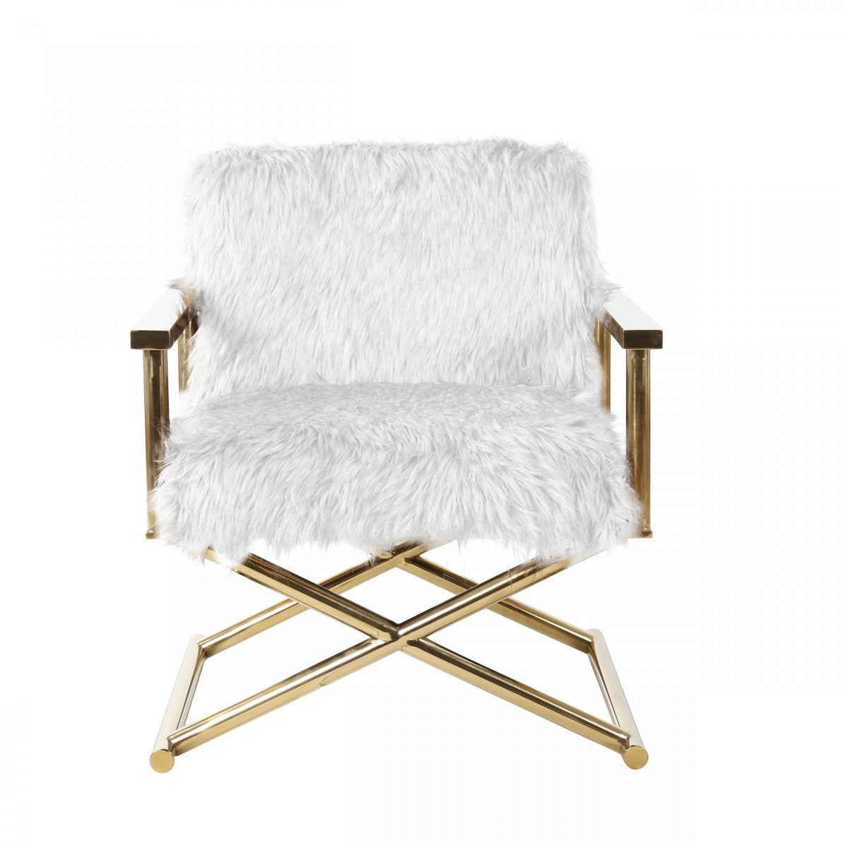 Modrest Haxtun Modern White Faux Fur Accent Chair