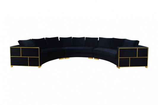 Divani Casa Ritner Modern Black Velvet Circular Sectional Sofa