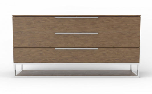 Modrest Heloise Contemporary Walnut & Stainless Steel Dresser